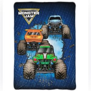 Monster Jam Plush Throw Blanket 62” x 90” Fits Twin or Full Size Beds